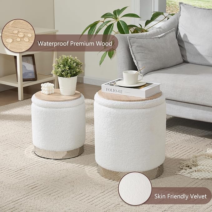 Royal Windsor Boucle Round Ottoman - Image 6
