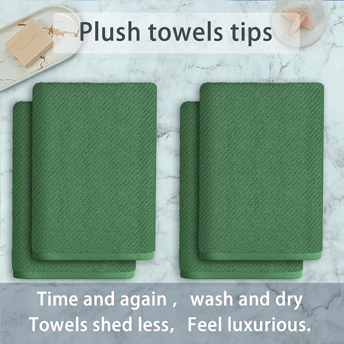 VOOVA & MOVAS Hunter Green Bath Towels, Bath Towels Set of 4, Large 30" x 56" - Image 3