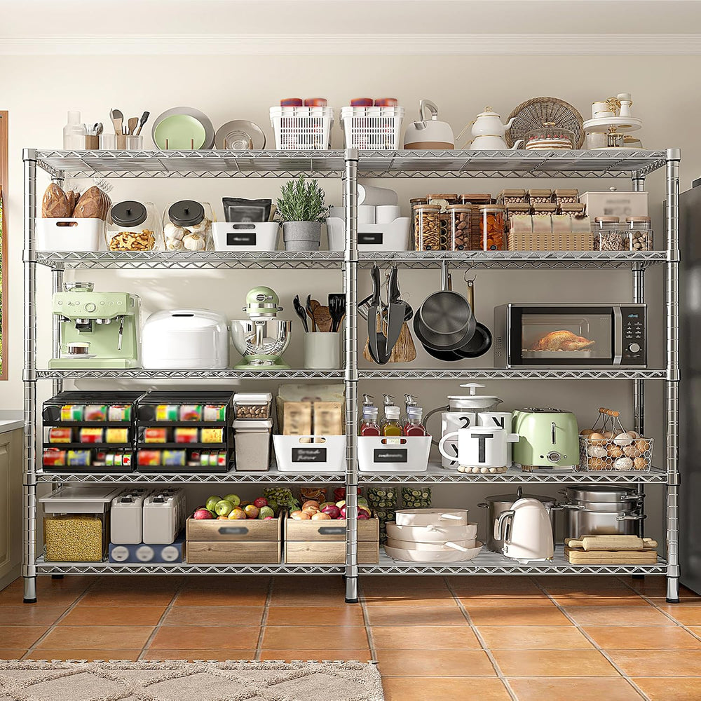 REIBII 1500LBS Storage Shelves 61.7''W Wire Shelving Unit 5 Tier Meta...