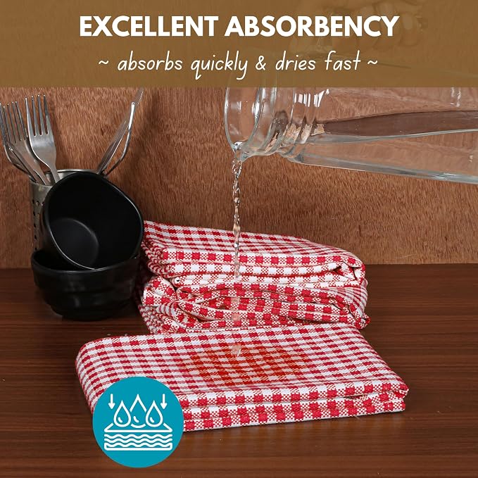 Native Fab Gingham Cotton Kitchen Towel 4 Pack 16"x26" - Image 3