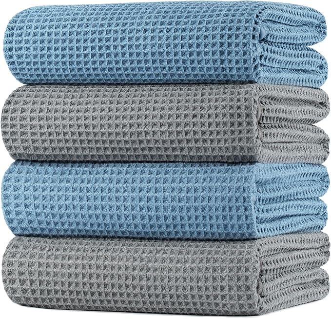 POLYTE Microfiber Oversize Quick Dry Lint Free Bath Towel, 60 x 30 in, 4 Pack by Polyte