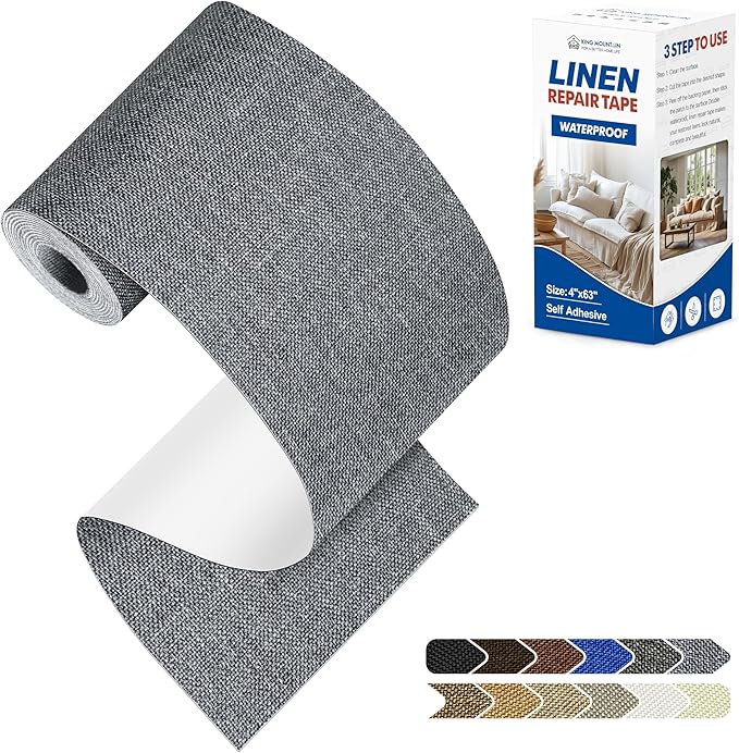 KING MOUNTAIN Linen Repair Patches, Self-Adhesive Fabric Patches, 4 X 63 inch by ForABetterHomeLife