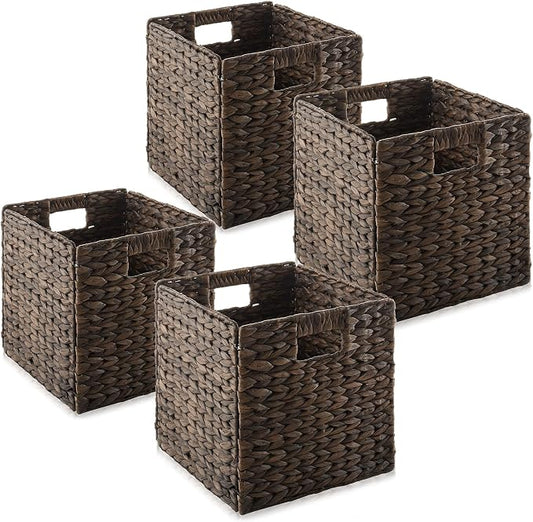 Casafield 10.5" x 10.5" Water Hyacinth Storage Baskets, Espresso by Casafield