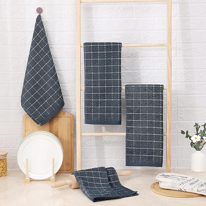 Homaxy 100% Cotton Terry Kitchen Towels, Checkered Designed, Soft and Super - Image 6