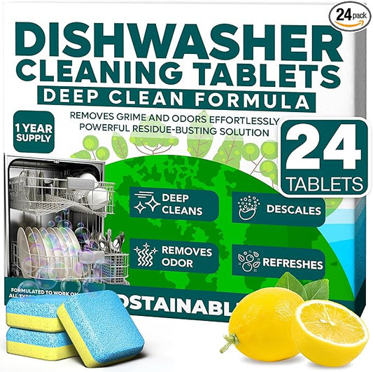 Sudstainables Dishwasher Cleaner and Deodorizer Tablets, 24 Pack – Dishwasher by Sudstainables
