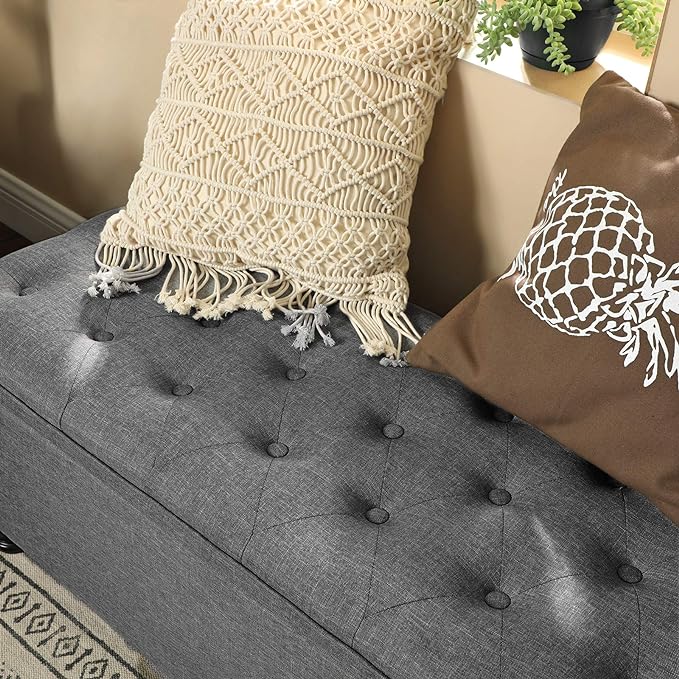 SONGMICS Storage Ottoman, Storage Bench, Tufted Entryway Bedroom Bench - Image 5