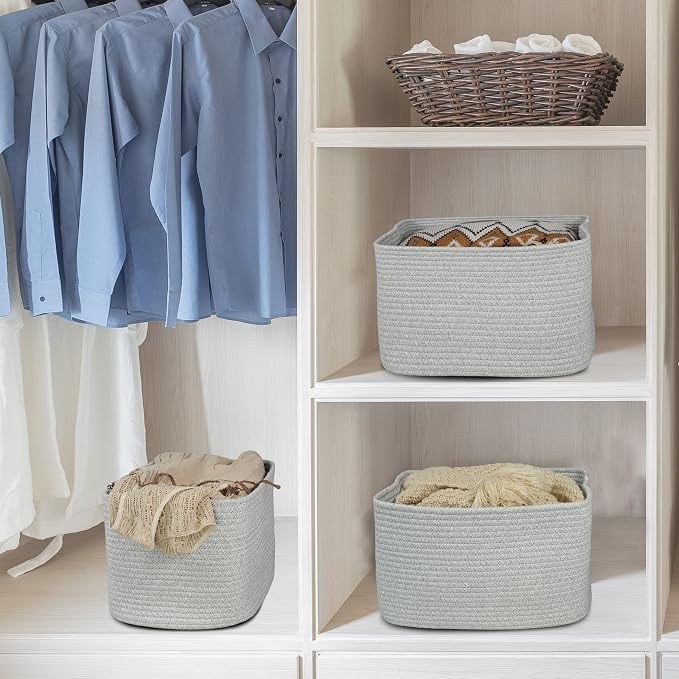 Cotton Rope storage Basket Bins Woven Basket - Image 6