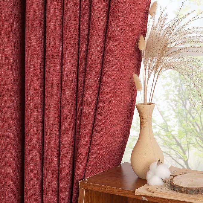 YoungsTex Red Linen Curtains 80 Inch Length - Image 5