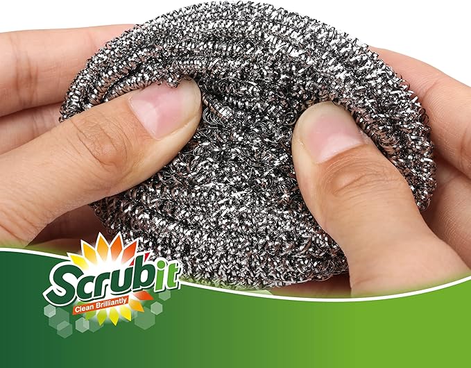 12 Pack Stainless Steel Scourers by Scrub It – Steel Wool Scrubber Pad Used - Image 7