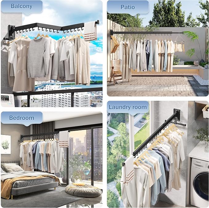 Clothes Drying Rack Wall Mounted, Laundry Drying Rack, Laundry Room Organization - Image 5