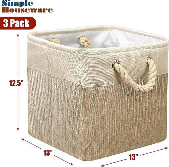 SIMPLE HOUSEWARE Fabric Storage Cubes, 3 Pack - Image 2