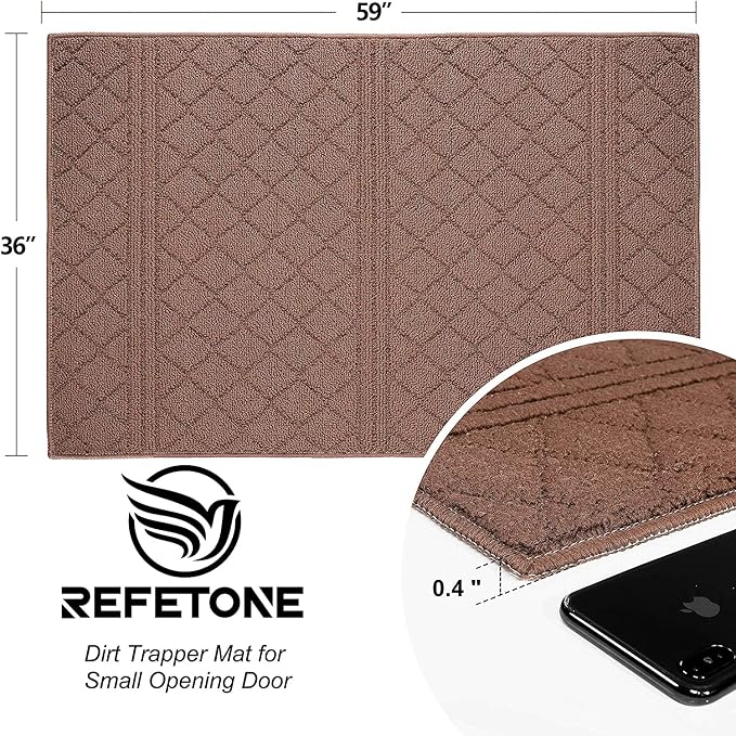 REFETONE Indoor Doormat, Front Back Door Mat 20"x32" Absorbent Rubber Backing - Image 2
