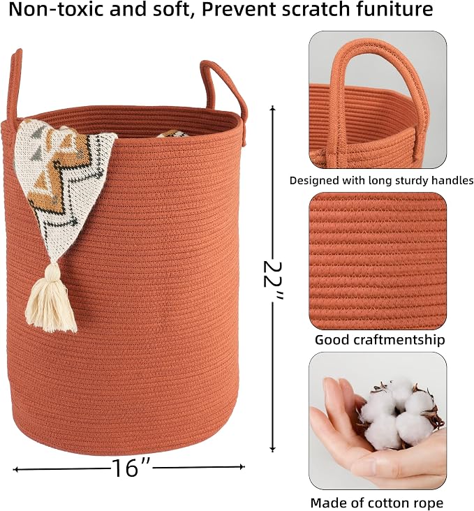 Cotton Rope Laundry Basket Hamper - Image 2