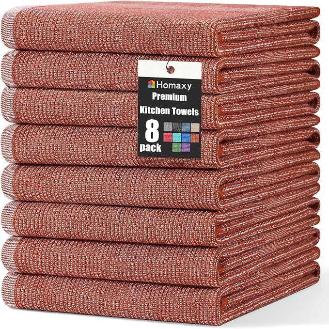 Homaxy Premium Kitchen Towels, Large Cotton Kitchen Hand Towels, Flat and Terry by Homaxy