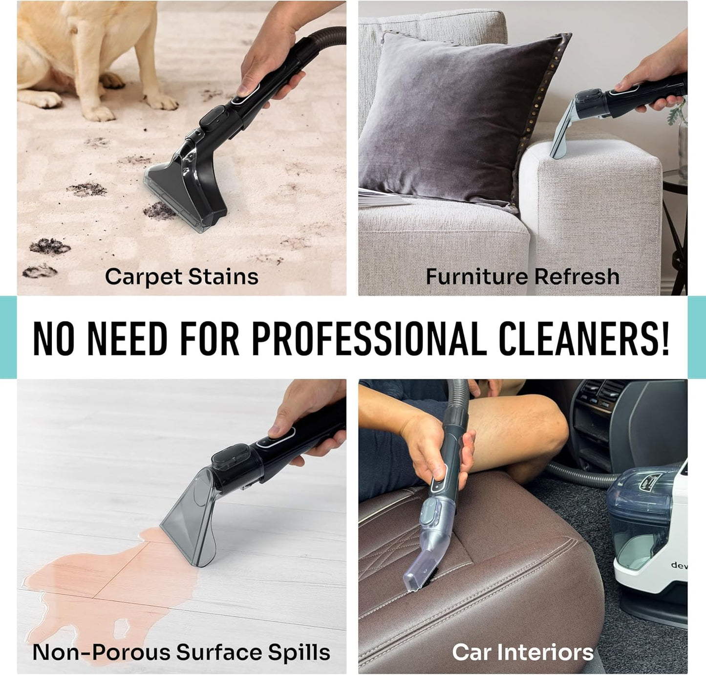 DeWitt Spot Genie Pro Portable Carpet Cleaner Machine | Upholstery Cleaner, Lightweight 7.7lb, Pet Stain & Odor Remover with 4 Cleaning Tools