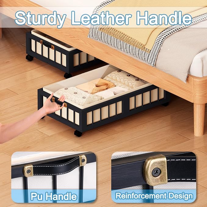 efluky 2-Pack Bamboo Under Bed Storage Containers - Image 5