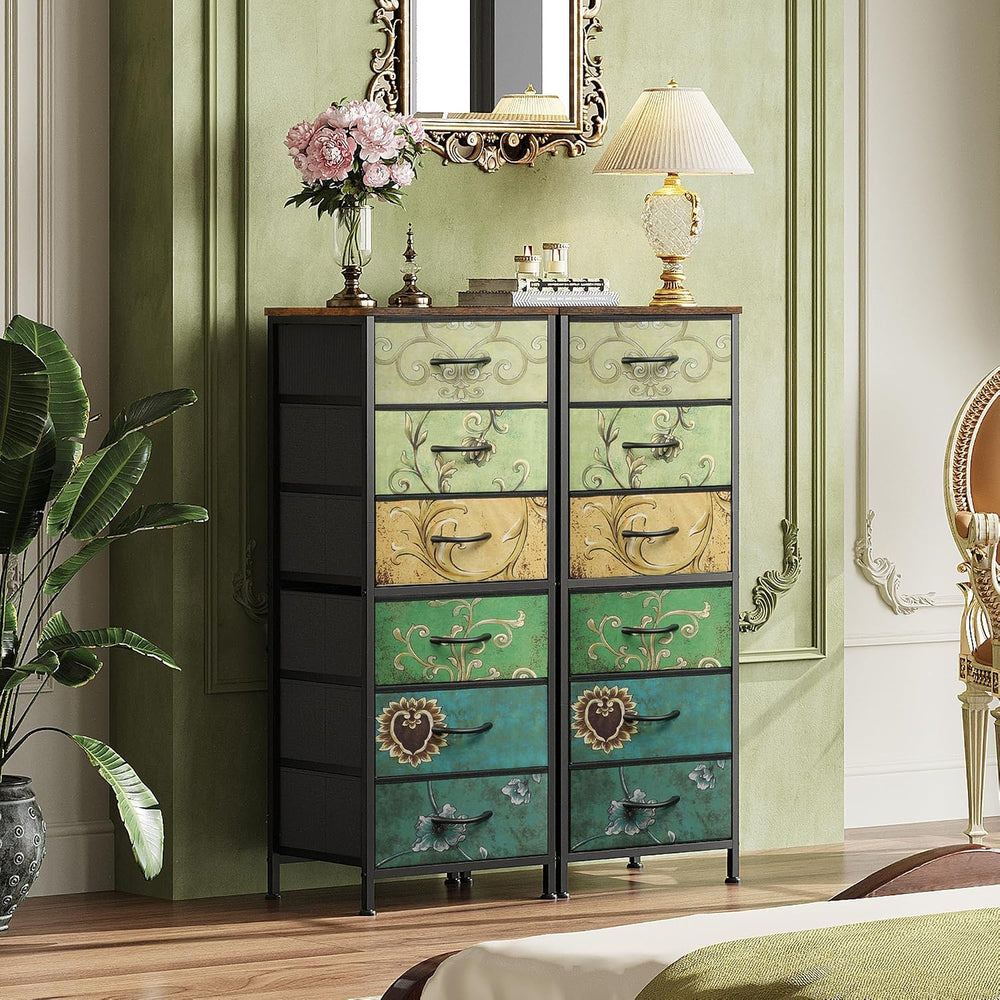 WLIVE Tall Dresser for Bedroom, 6 Drawer Dresser, Floral