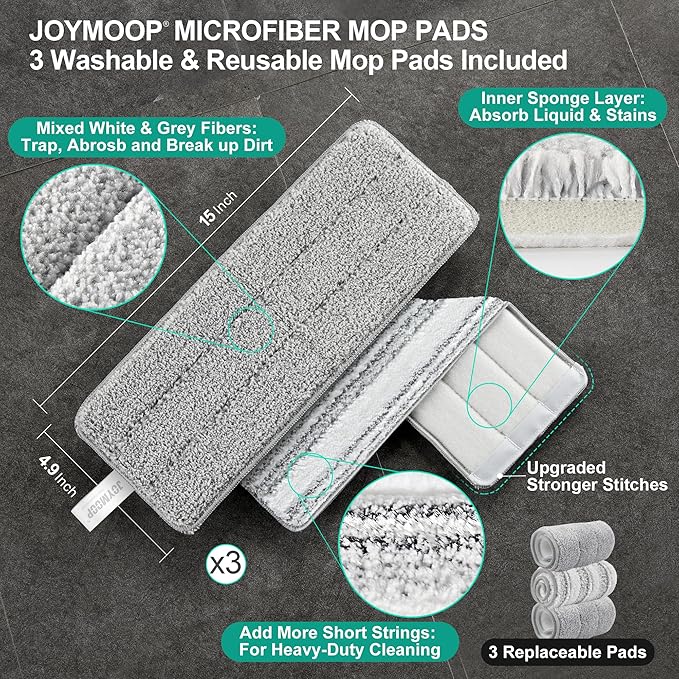 JOYMOOP Mop and Bucket with Wringer Set, Flat Squeeze Mop with Bucket, Dust Mop - Image 7