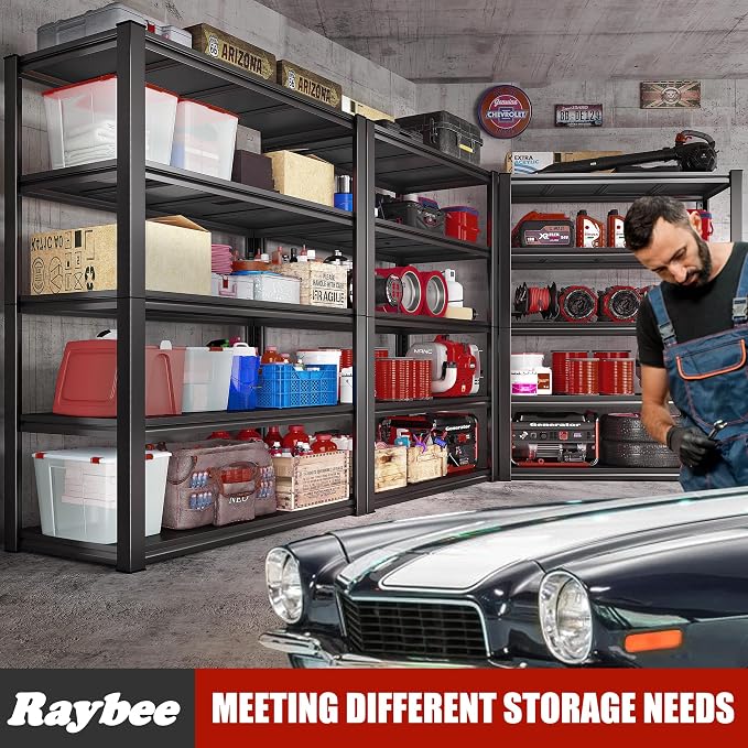 Raybee Garage Shelving 2000LBS Storage Shelves Adjustable Metal Shelves 5 Tier - Image 7