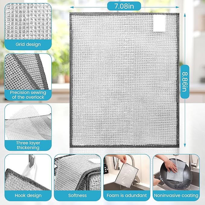 20 Pcs New Upgrade 3-Layer Metal Dish Cloth, No Scratches and No Odor, Kitchen - Image 2