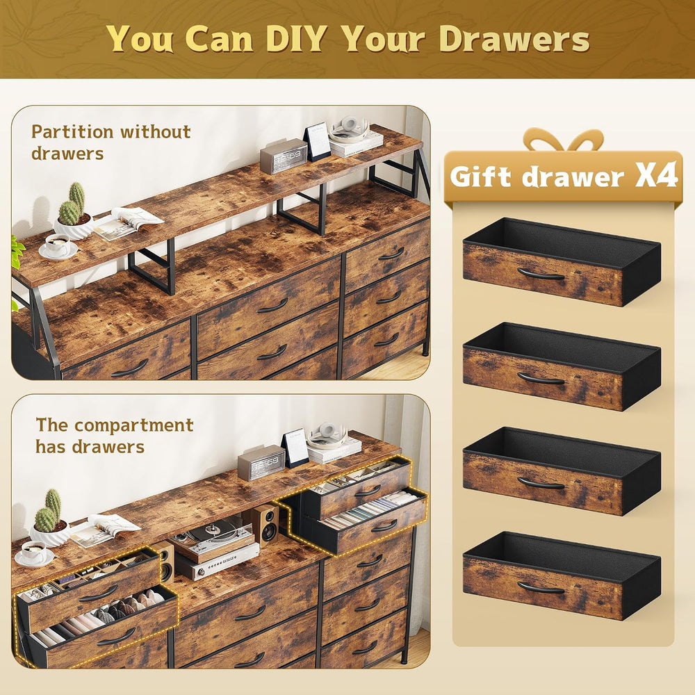 Homkdom Dresser for Bedroom with 9 Fabric Drawers & 55.12" W Display...