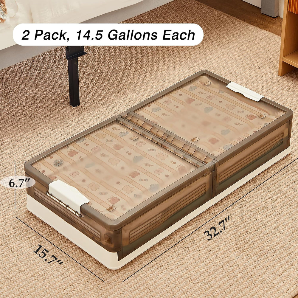 VECELO Under Bed Storage with Wheels, 2 Pack Stackable Under Bed Storage Cont...
