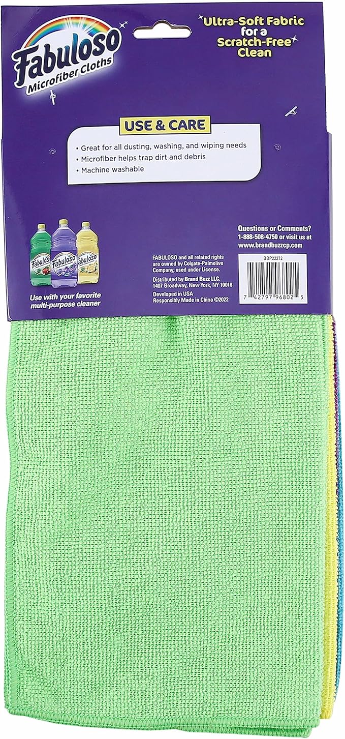 Fabuloso Microfiber Cleaning Cloths, 8 ct, Rainbow Colors | Lint-Free, - Image 5