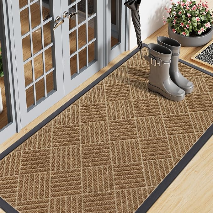 Smiry Front Door Mat Outside Entrance, Heavy Duty Outdoor Indoor Mat, Natural by Smiry
