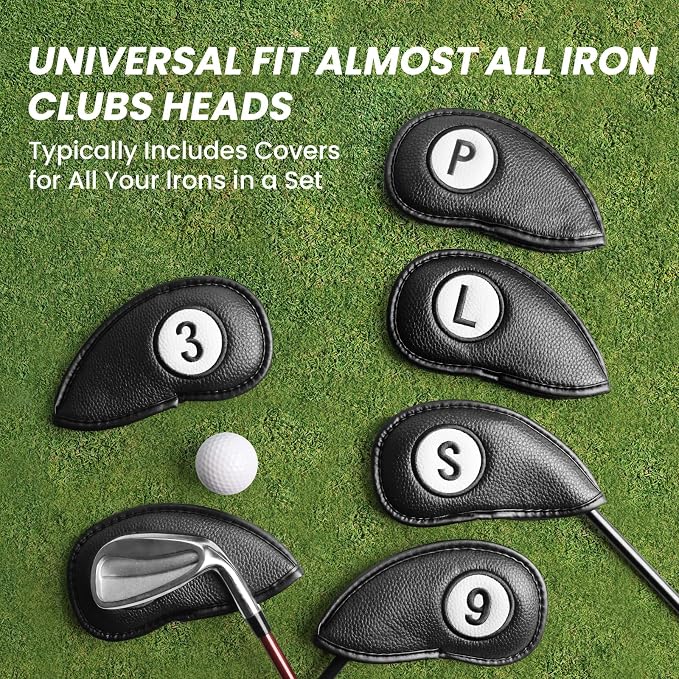FINGER TEN Golf Club Covers for Irons Magnetic Value 11 Pack, Synthetic Leather - Image 6