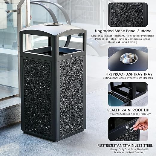 Commercial Metal Outdoor Trash Can - Image 3