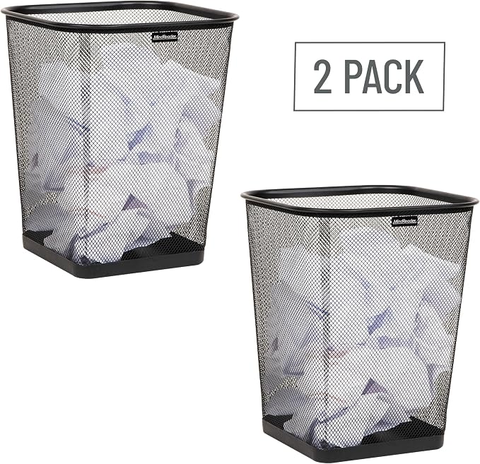 Mind Reader Mesh Trash Can, Waste Paper Basket, Metal Mesh - Image 7