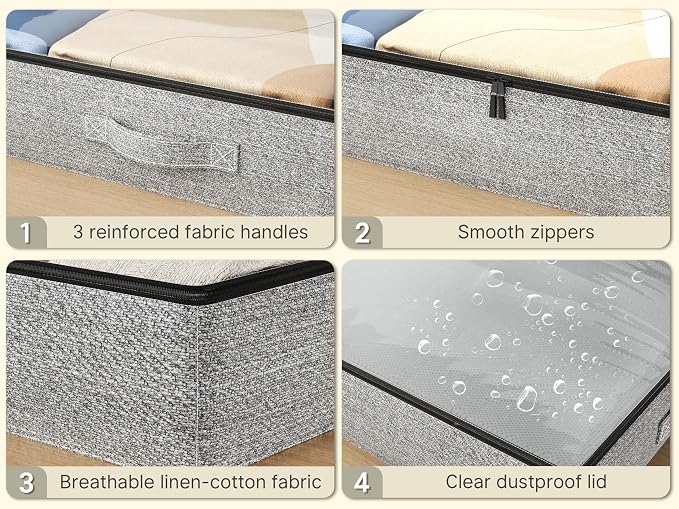2-Pack Under Bed Storage Containers, 4.5 Inches Tall Low Profile Underbed - Image 4