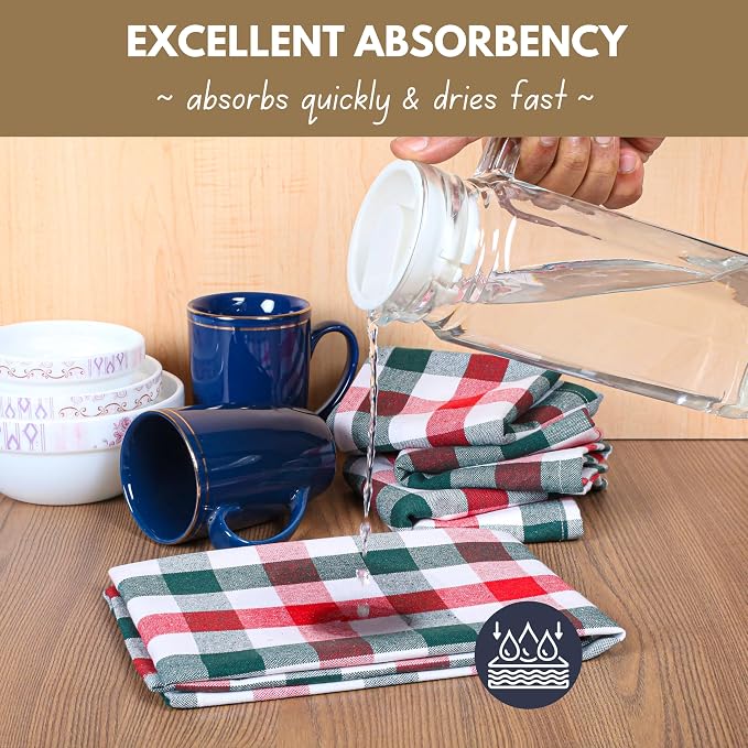 Native Fab Gingham Check Kitchen Towels 4 Pack 16x26 Inches - Image 4