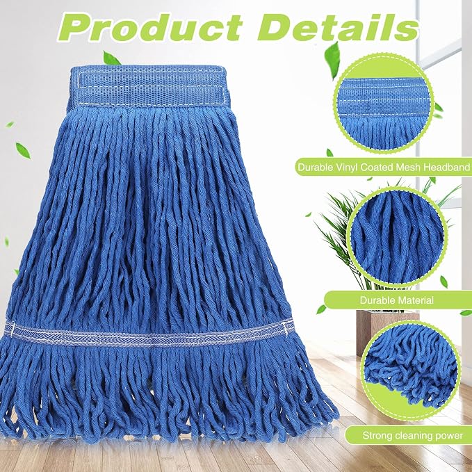 Roshtia 30 Pieces Commercial Mop Head Replacement Floor Cleaning Wet Mop Heads - Image 3