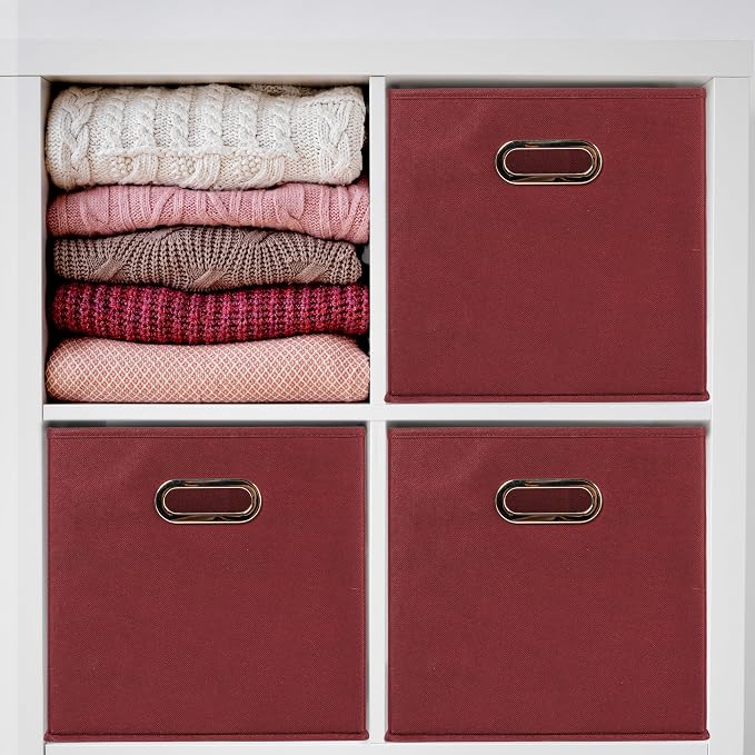 Household Essentials Fabric Storage Cube Bins, 6 Piece Set, Strong Poly-Woven - Image 6