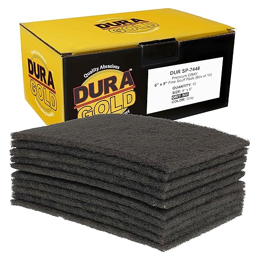 Dura-Gold Premium 6" x 9" Gray Ultra Fine General Purpose Scuff Pads, Box of 10 by Dura-Gold