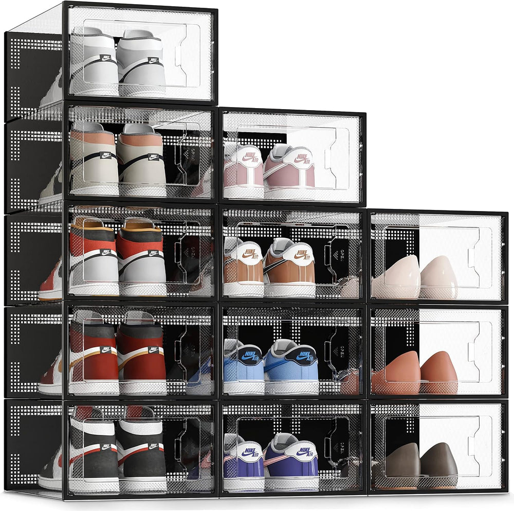 SEE SRPING XX-Large Shoe Storage Box Fit Size 14, Clear Plastic Stackable Sho...