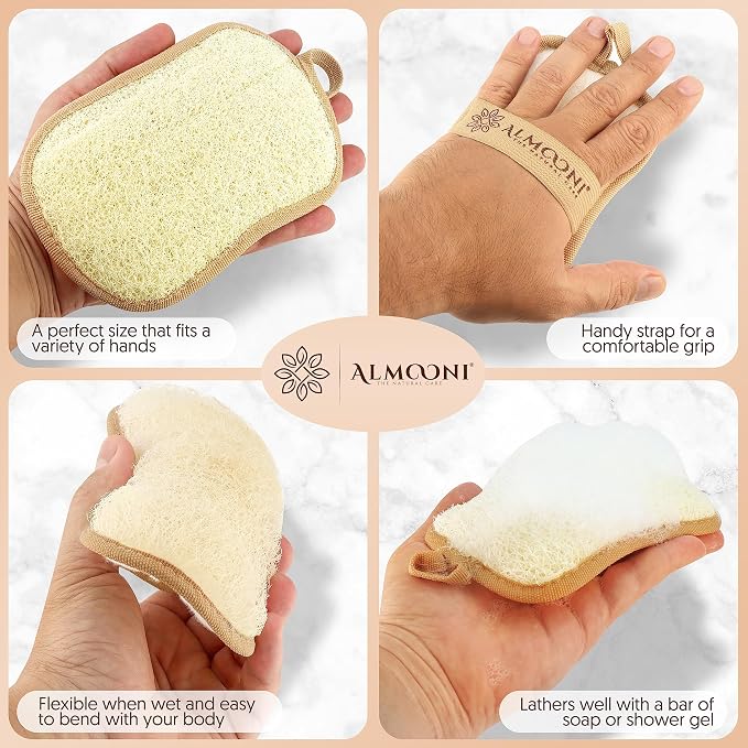 Almooni Premium Exfoliating Loofah Pad Body Scrubber, Made - Image 4