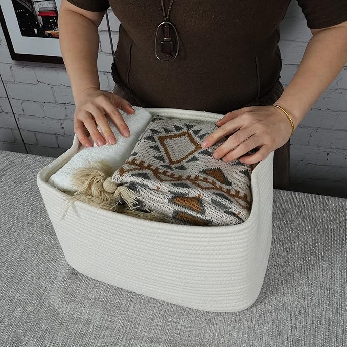 Cotton Rope storage Basket Bins Woven Basket - Image 3
