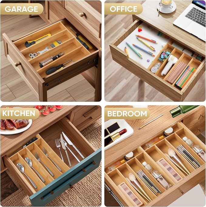 Silverware Organizer, 2 Pack 10 Inch Utensil Organizer Kitchen Drawer Organizer - Image 6