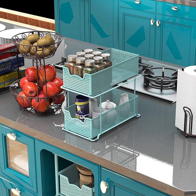 SIMPLE HOUSEWARE 2 Tier Sliding Cabinet Basket Organizer Drawer - Image 5