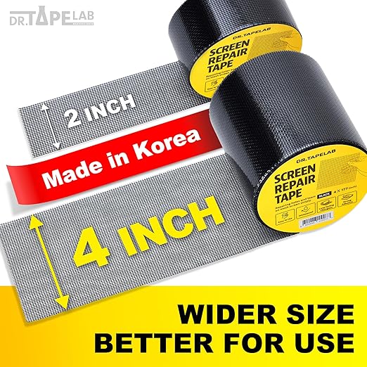 Black Window Screen Repair Tape, 4 in X 15 FT, Screen Repair Kit - Image 2