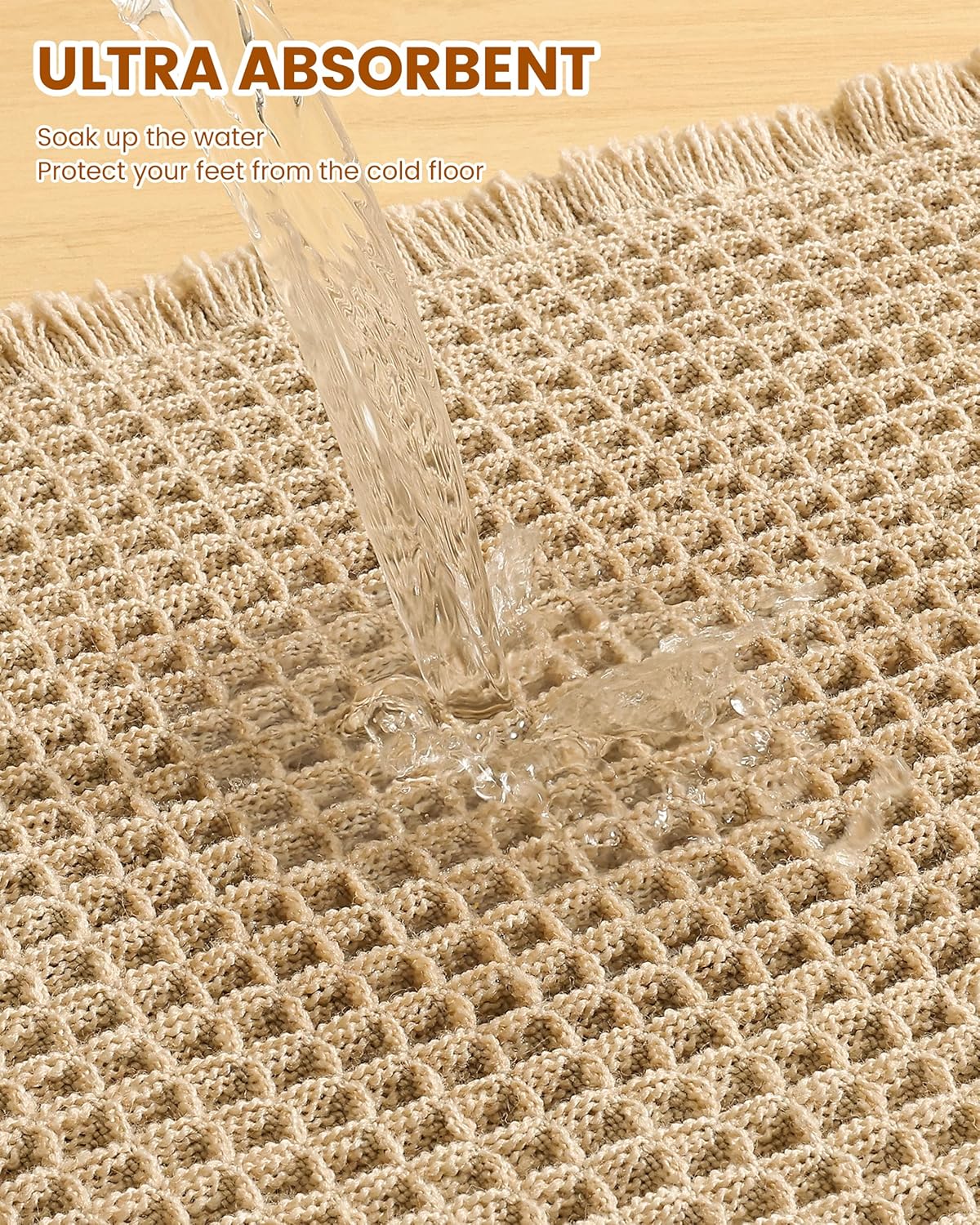 Smiry Waffle Bath Mat 30x20, Extra Soft Absorbent Bathroom Rugs, Non Slip Machine Washable Quick Dry Bath Rugs for Bathroom Floor, Tub, Shower, Home Decor Accessories, Brown