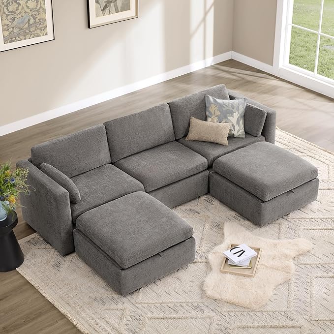 CHITA Oversized Modular Cloud Sectional Fabric Sofa Set, FSC Certified U Shaped by CHITALIVING