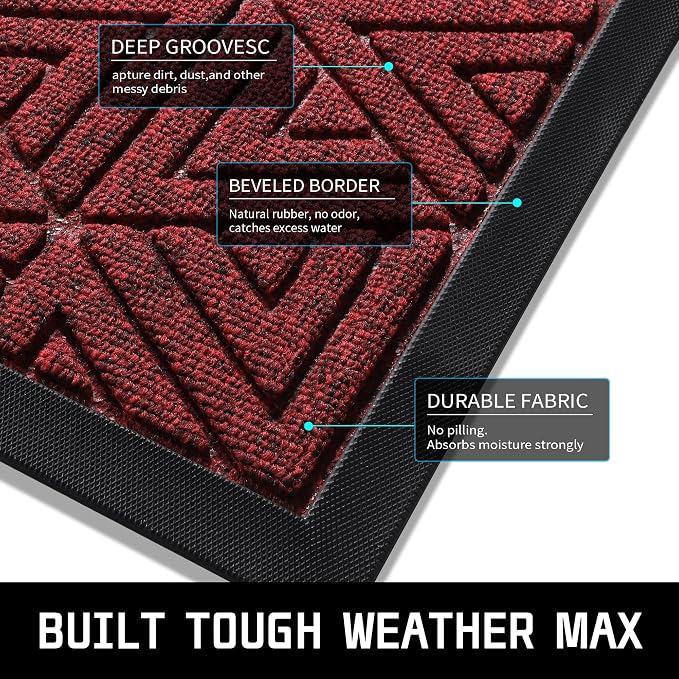 Yimobra Large Door Mat 47x32, All-Weather Waterproof Non-Slip Welcome Matt - Image 3