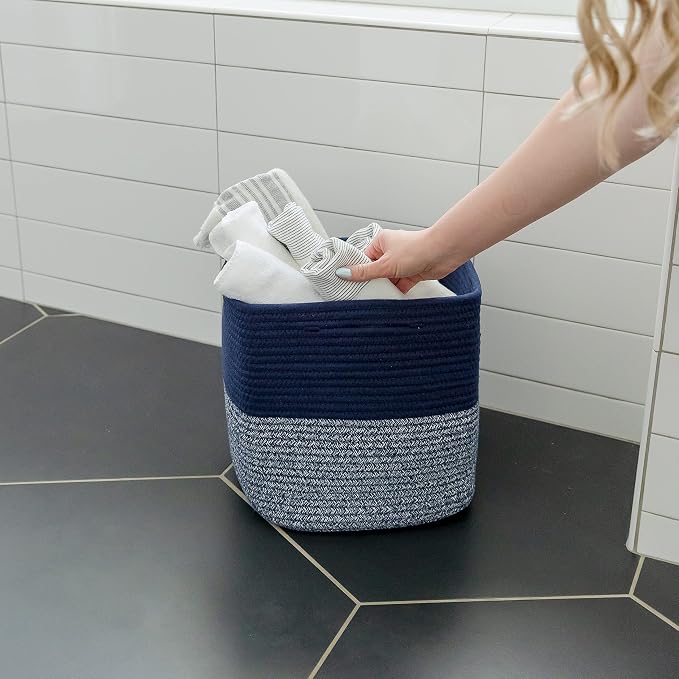 NaturalCozy Storage Cubes 11 Inch Cotton Rope Woven Baskets - Image 5