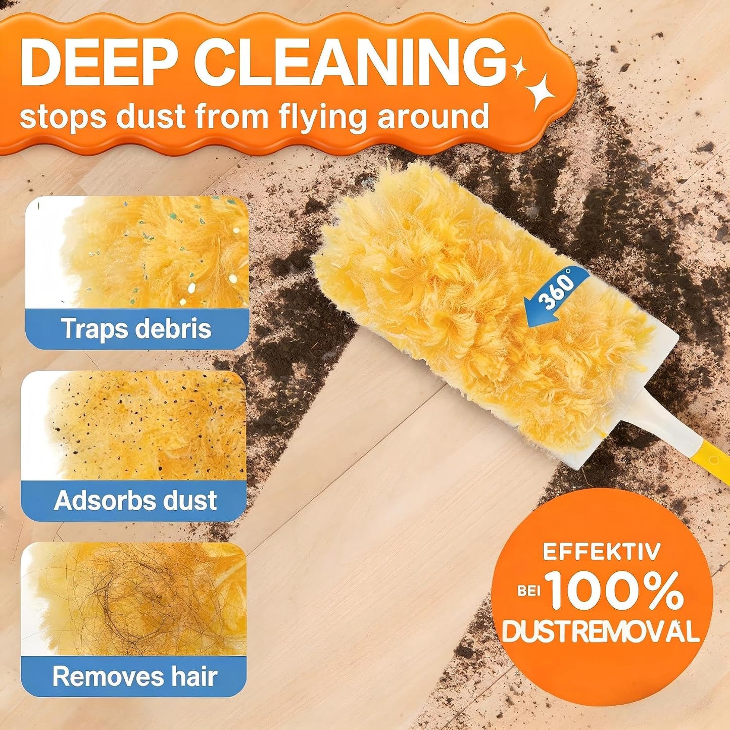 Heavy Duty Duster Refills for Swiffer Duster, 30 Count Duster Refills with 1 Handle | 360° Microfiber Dusting Refills with 5X Microfibers | Disposable Dusters for Cleaning Hair,Blinds,Furniture,Office
