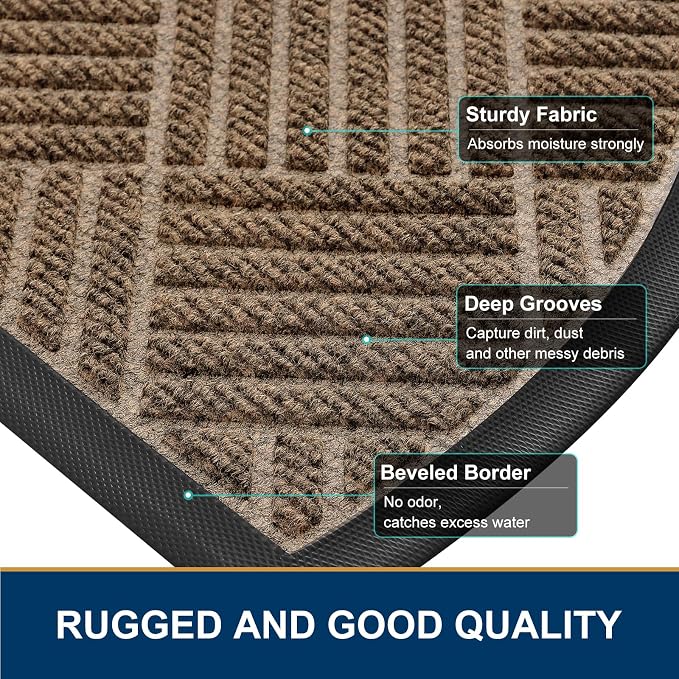 Smiry Half Circle Front Door Mat Outside Entrance, Heavy Duty Outdoor Indoor - Image 4