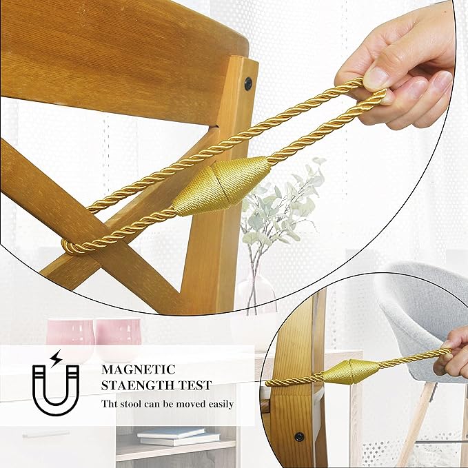 2 Pack Magnetic Curtain Tiebacks Rope Modern Handmade Curtain Tie Backs - Image 4