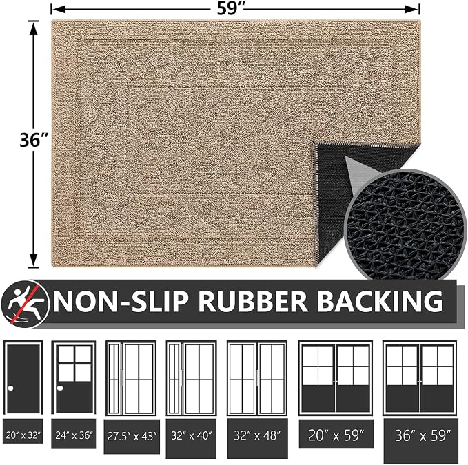 FONEYI Indoor Door Mat 36" x 59", Dirt Trapper Door Mats Non-Slip Entryway Rugs - Image 2